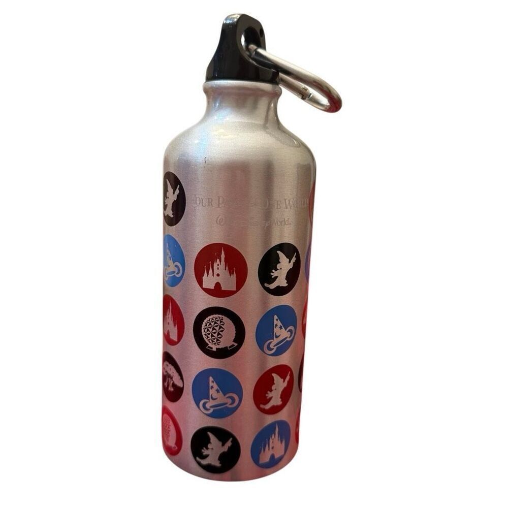Four Parks One World Walt Disney World Stainless Steel Water Bottle w/ Clip